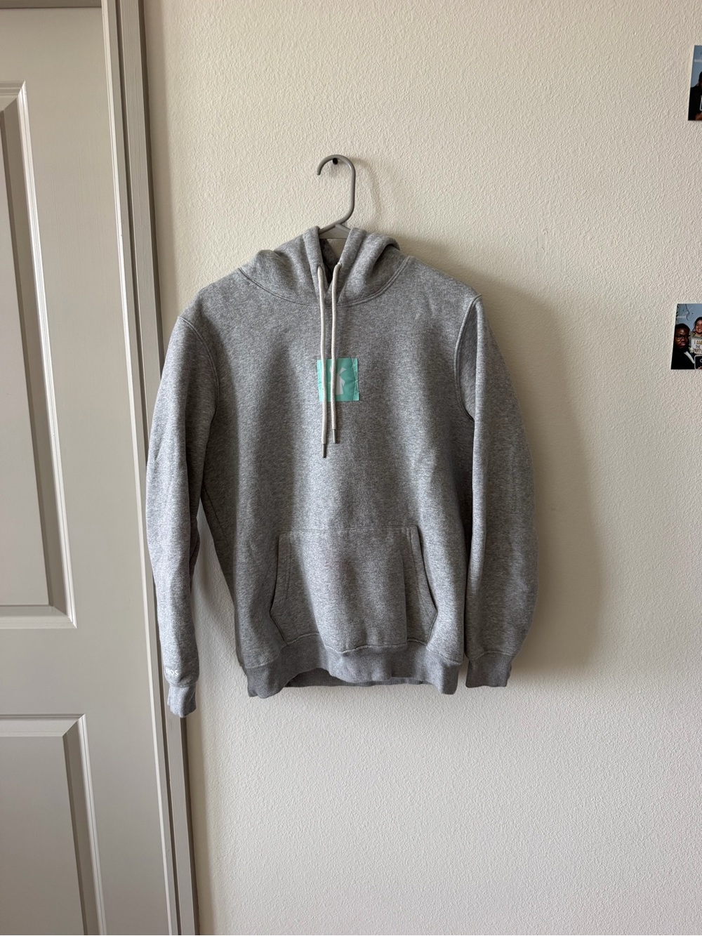 Dutch Bros Gray Hoodie with Teal Logo Patch